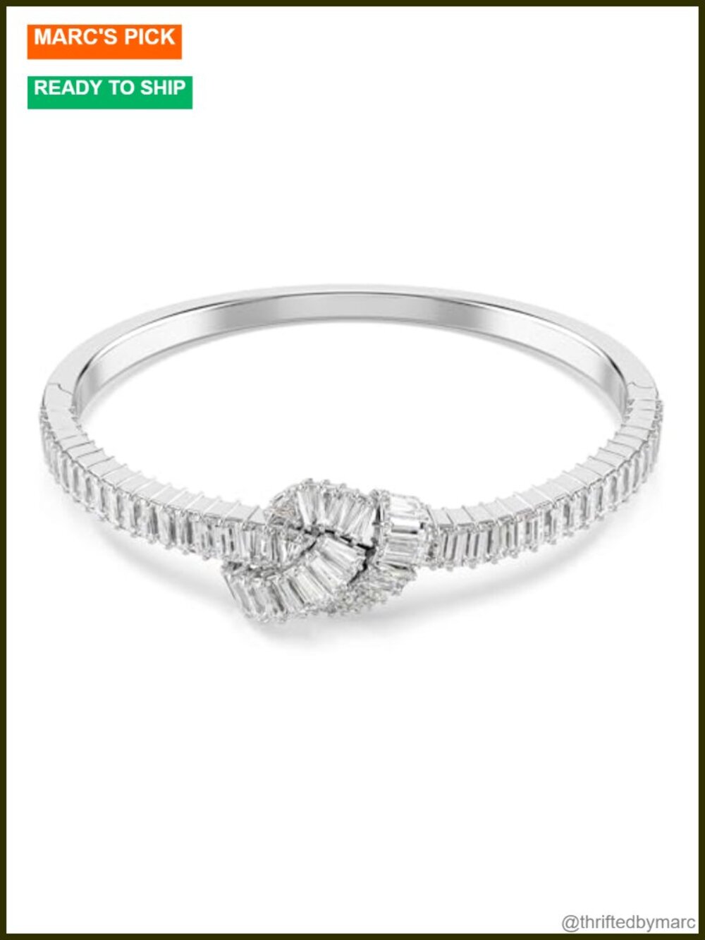 Crystal Baguette Bangle Bracelet Size M